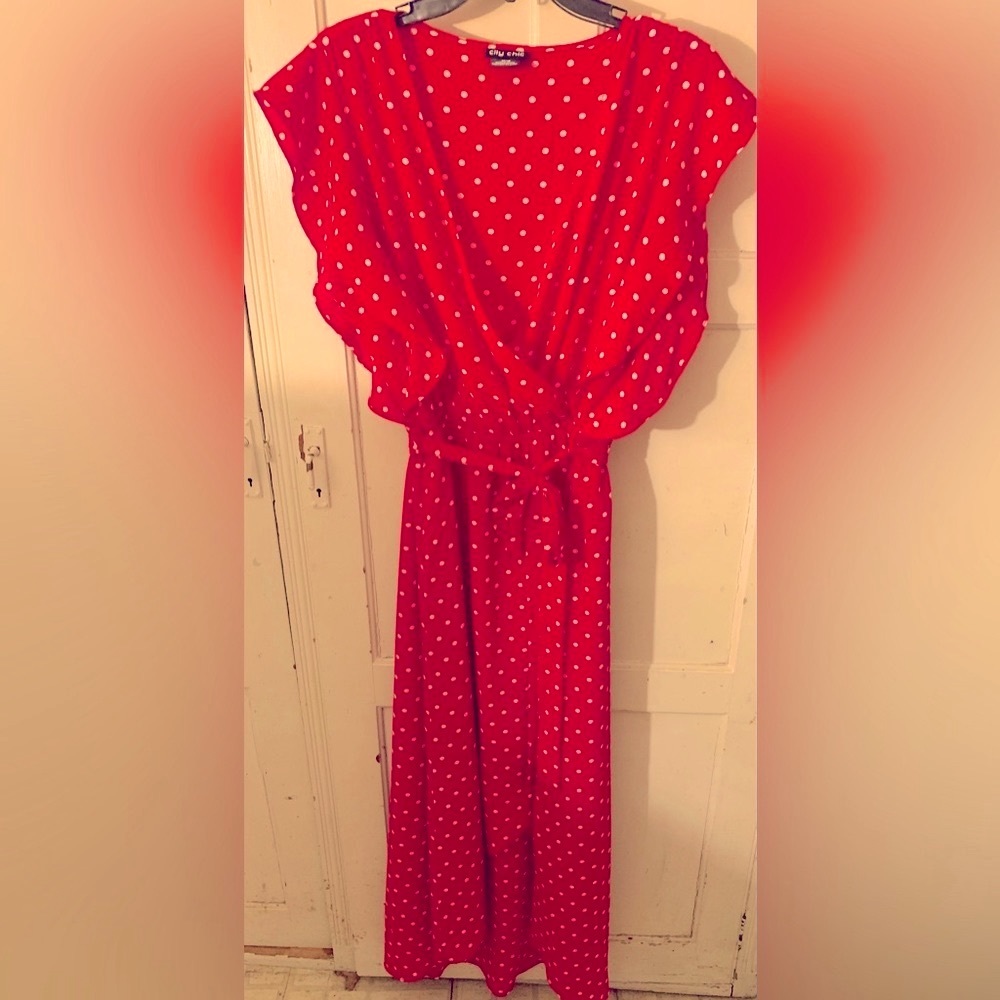 City Chic Red Polka Dot High Low Dress - 18